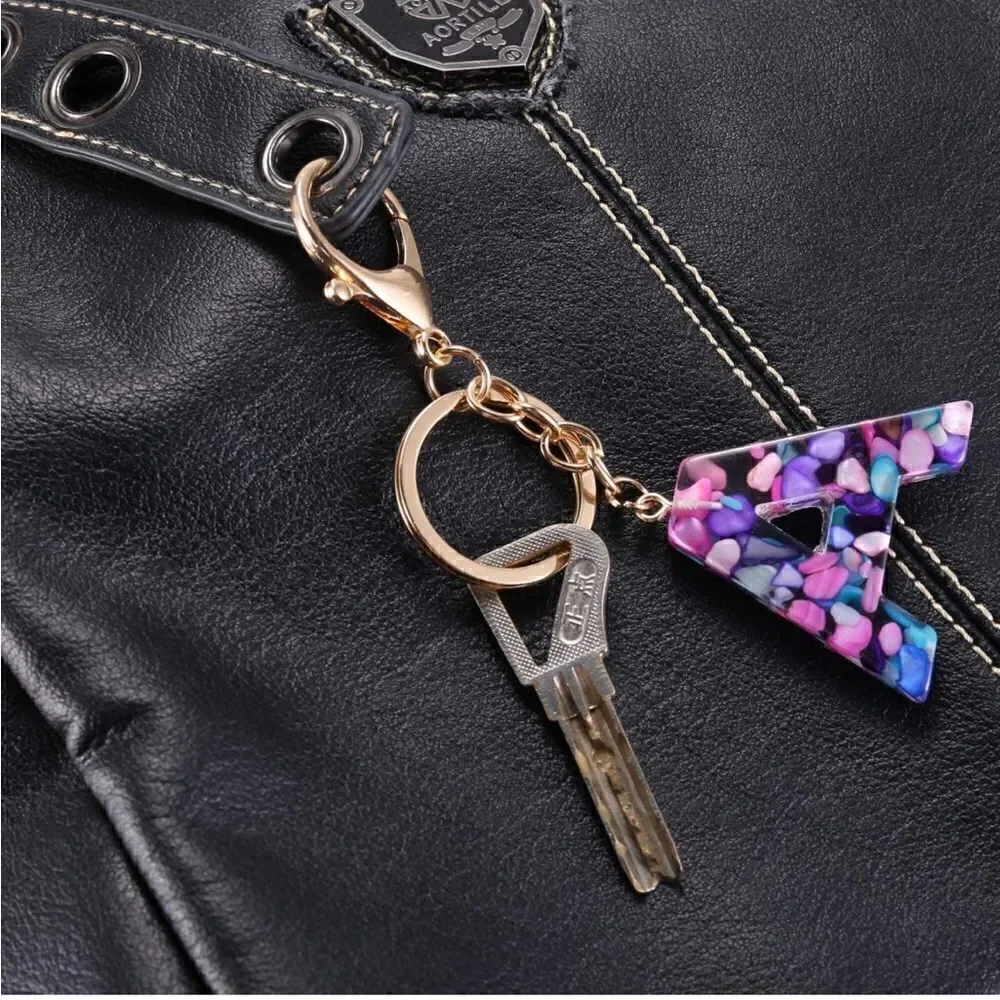 Initials Resin Gemstone Keychain